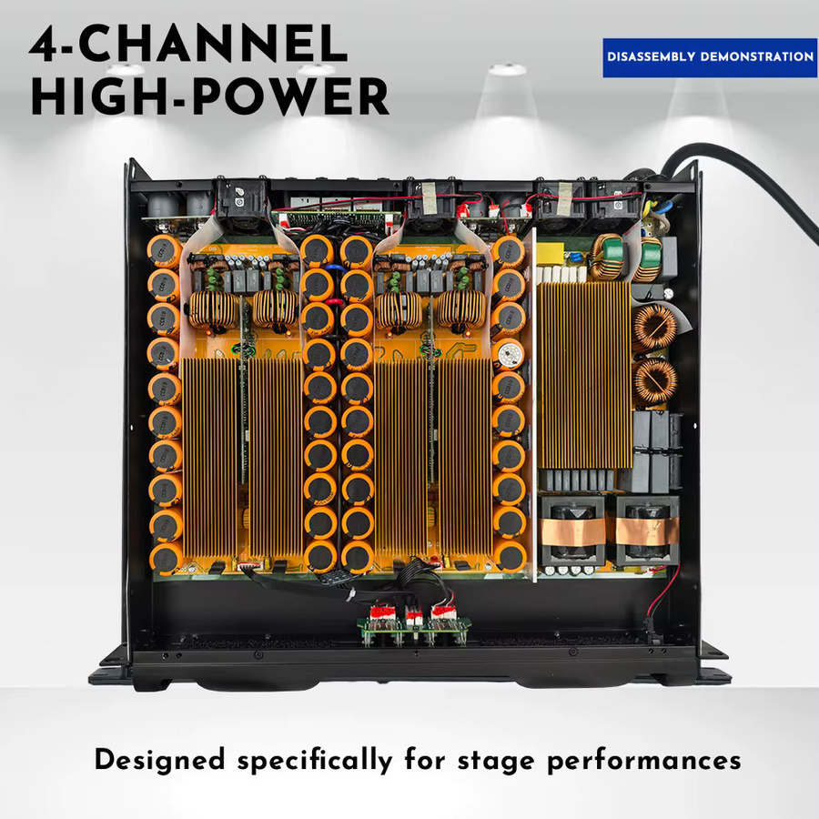 ShennDare DN4180 Professioneller digitaler 4-Kanal-Hochleistungsverstärker in Schwarz mit 4 x 1800 W - Bild 3