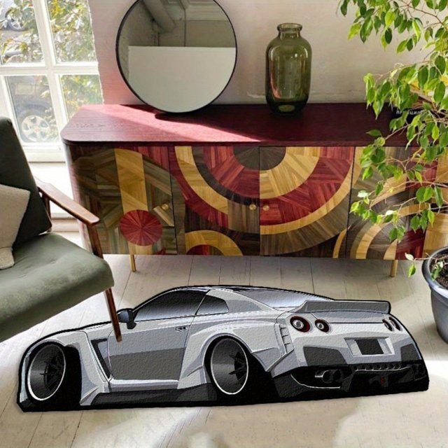 VIKAMA Sportwagen-Dekoteppich in Grau, weicher Plüschteppich für Schlafzimmer und Sofa, Breite: 120 cm, Tiefe: 40 cm, Höhe: 40 cm - Bild 1