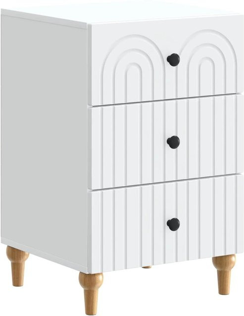 vidaXL Nachttisch mit Schubladen in Weiß aus Holzwerkstoff, B/T/H: 43 x 41 x 66,5 cm - Bild 1