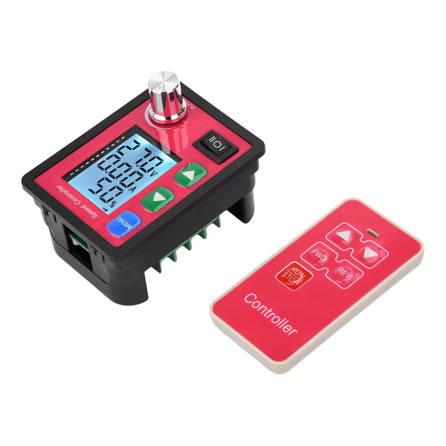 PWM DC Motor Drehzahlregler mit Display und Fernbedienung für 12V 24V 48V in Rot - Bild 2