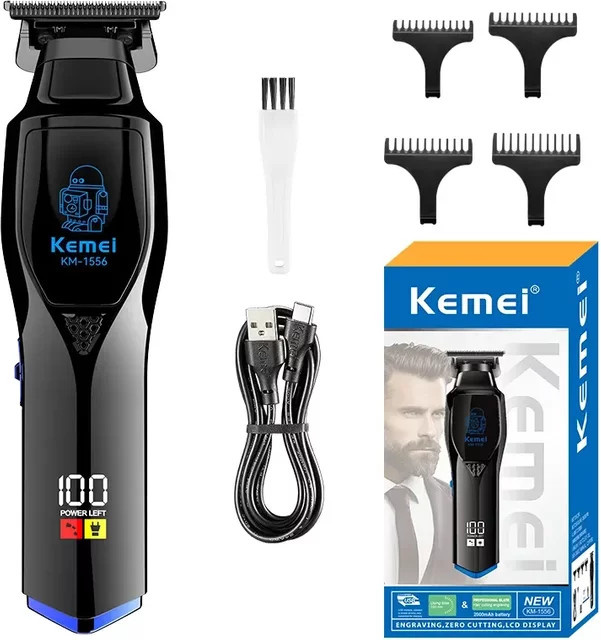 Kemei KM-1556 Barber Akku-Haarschneider, Schwarz, Herren - Bild 1