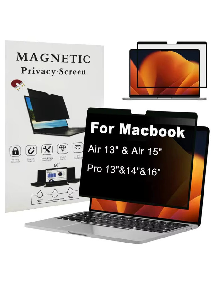 Magnetischer Anti-Spionage-Displayschutz für Macbook Pro 14, M4 und Air 13,6 Zoll, abnehmbare Schutzfolie für Tablet und Monitor, Schwarz - Bild 5