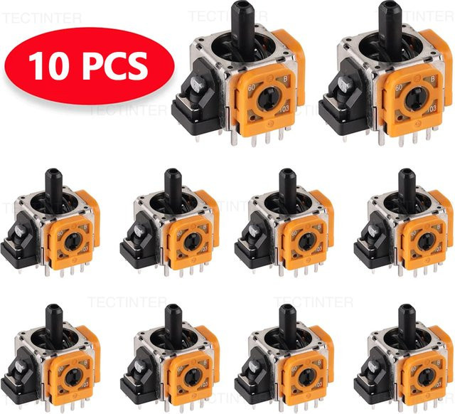 TECTINTER 10er Set 3D Analog-Joysticks als Ersatz-Reparaturteile für PS5, PS4 und Nintendo Switch Pro Controller - Bild 1