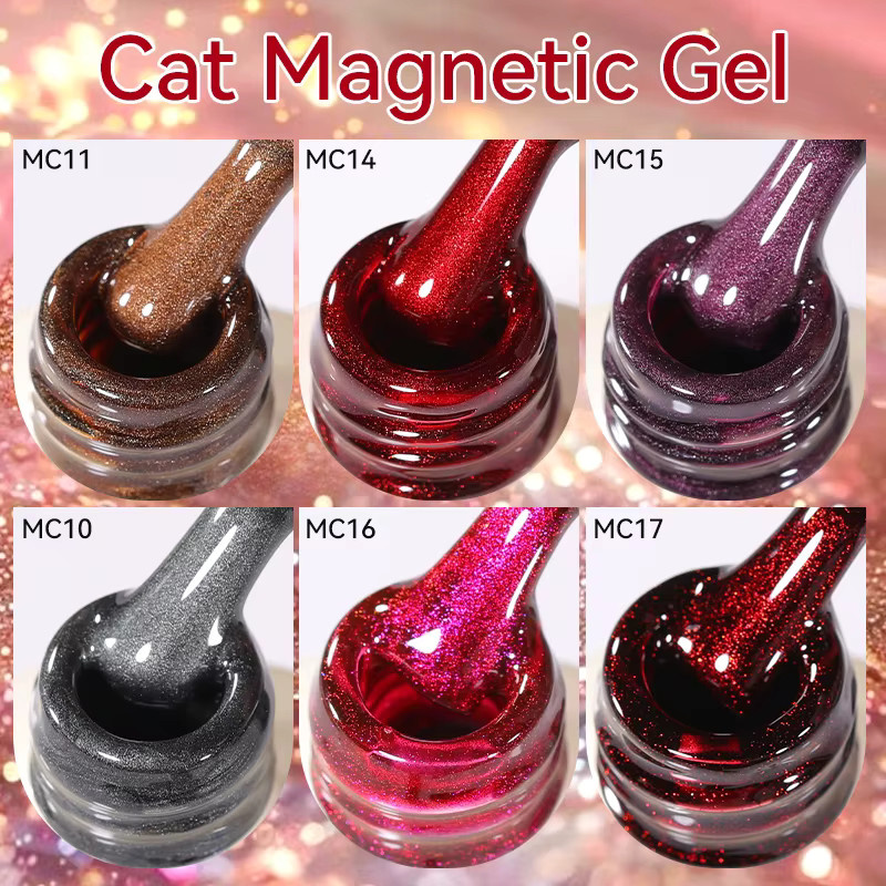 LILYCUTE Magnetischer Gel Nagellack, Rot Braun, Glitter, 7 ml - Bild 3