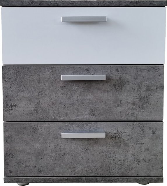 HTI-Living Nachtkommode Nina mit 3 Schubladen in Weiß und Beton-Optik, B/T/H: 38 x 45 x 53 cm - Bild 1