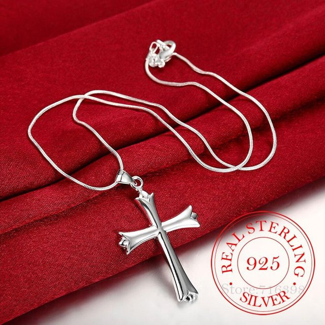 Lucky Star Jewelry Halskette, 925 Silber, Kreuz Anhänger, Unisex - Bild 1
