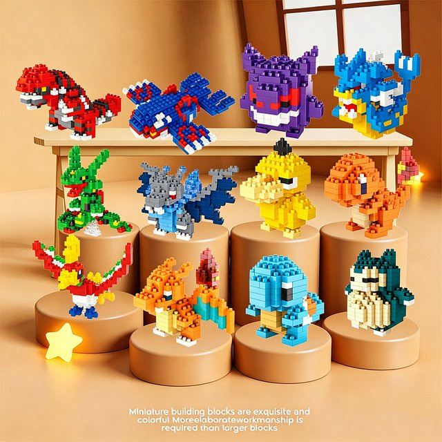 Potdemiel Pokémon Charmander Pikachu Kyogre Gyarados Gengar, Mini-Bausteine, zusammenbaubares Modell-Spielzeug - Bild 1