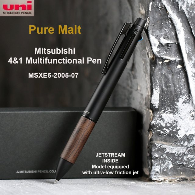 Mitsubishi Uni 5 in 1 Multifunktionsstift mit Jetstream Tinte in Eiche und Metall, braun - Bild 1