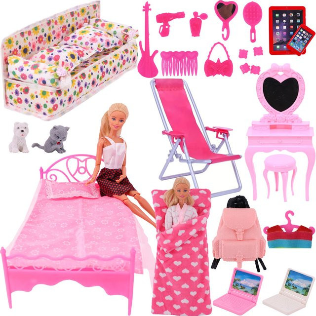Barbie Puppenzubehör, Bettspiegel, Möbel, Rosa / Pink - Bild 1