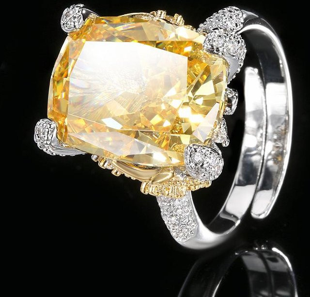 YIRAN Ring, Geometrisch, Quadratisch, Silber, Messing, Zirkonia, Damen - Bild 1