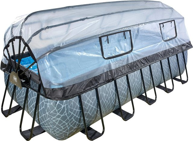 EXIT Toys Stone Rahmenpool Grau mit Sandfilterpumpe und Abdeckung, B/T/H: 540 x 250 x 122 cm - Bild 1