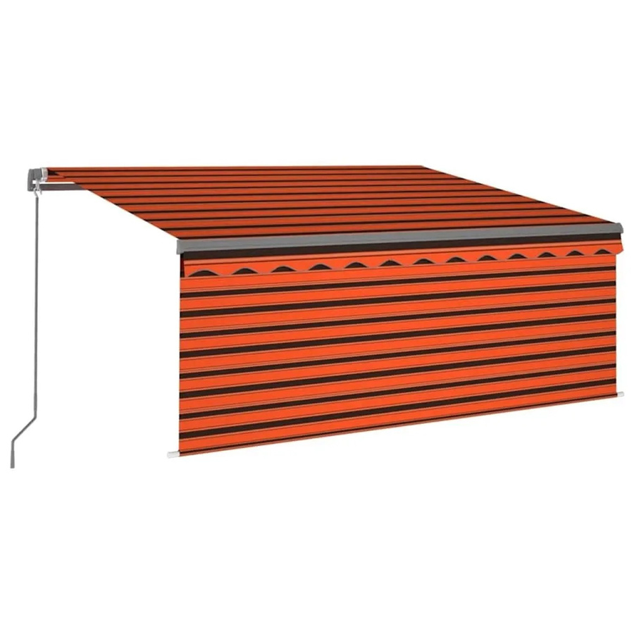 vidaXL Markise manuell einziehbar mit LED und Rollo in Orange Braun, B: 3,5 m, H: 2,5 m - Bild 2