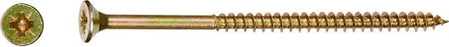 LUX-TOOLS Senkkopf Spanplattenschraube mit PZ-Antrieb, verzinkt in Gold, Durchmesser: 5 mm, Länge: 70 mm, 200 Stück - Bild 1