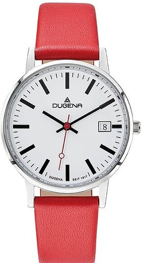 Dugena Damenuhr, Quarz, Edelstahl, Leder, Weiß, 33 mm - Bild 1