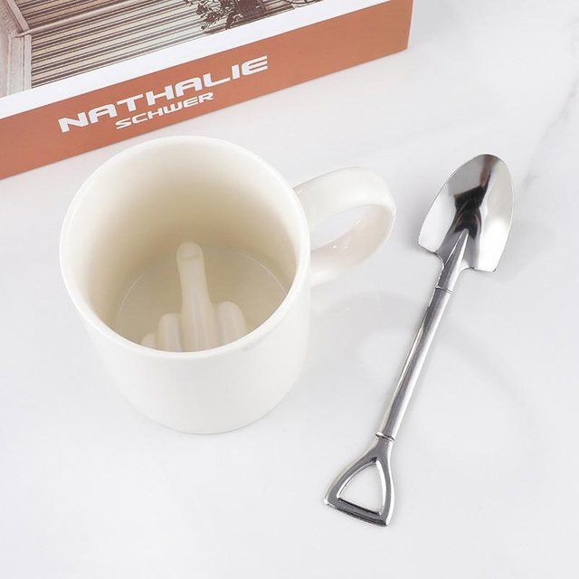 Lustige Keramiktasse The Big Up in Weiß mit Mittelfinger-Design, 300 ml - Bild 1
