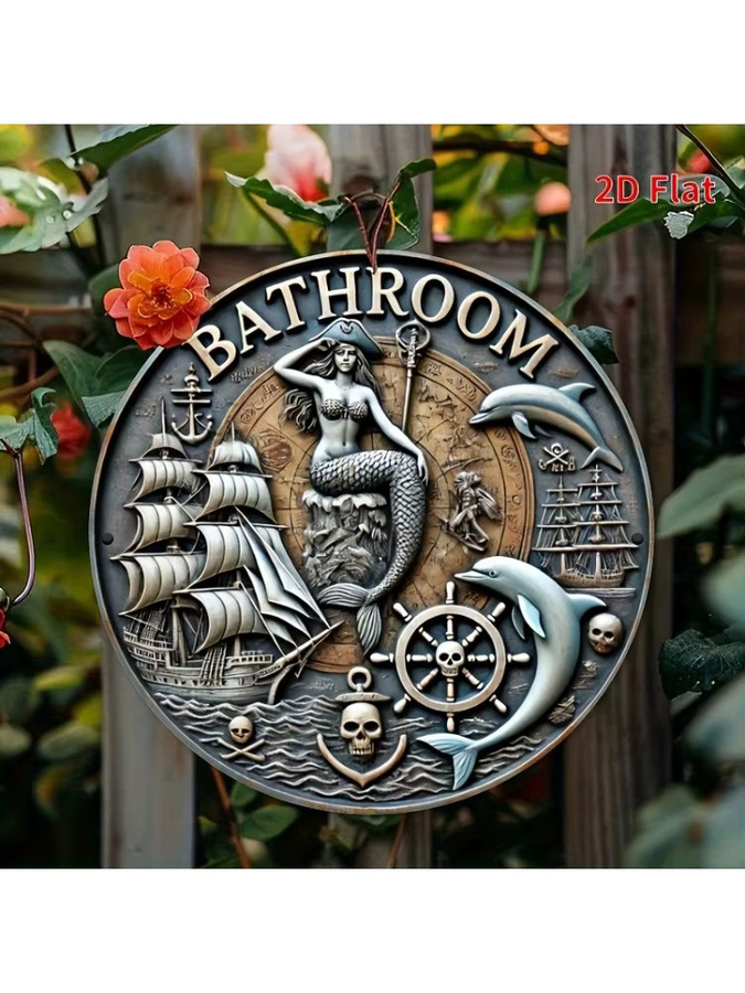 Rundes Vintage-Wandschild aus Metall von Potdemiel mit geometrischen Tier-Motiven in Multicolour zur Dekoration von Garten, Badezimmer oder Büro - Bild 5