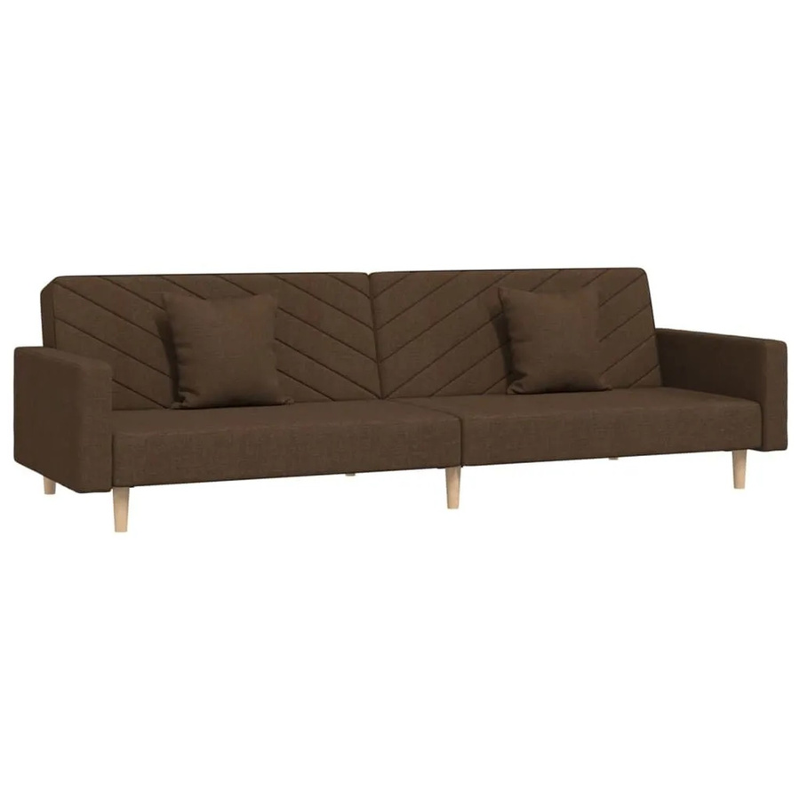 vidaXL Schlafsofa 2-Sitzer Click-Clack in Braun mit 2 Kissen aus Stoff und Massivholzrahmen - Bild 2