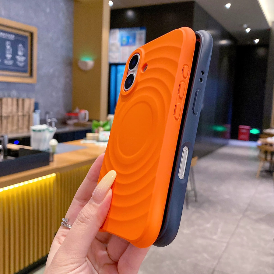 Magnetische Hülle mit minimalistischer 3D-Wellen-Textur für Apple iPhone 17 Air, 16e Plus, 15, 14, 13 Pro Max in Schwarz, MagSafe kompatibel und stoßfest - Bild 1
