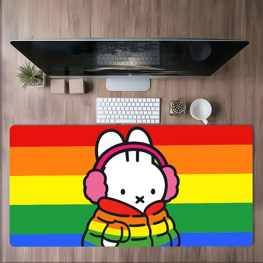 Miffy Cartoon Hasen Mauspad in Multicolour, rutschfestes und verdicktes Desktop-Mauspad mit Lockedge-Verstärkung für Gaming und Büro - Bild 2