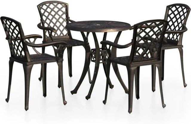 vidaXL 5-tlg Bistro-Set aus Aluminiumguss in Braun Modell 4 - Bild 1
