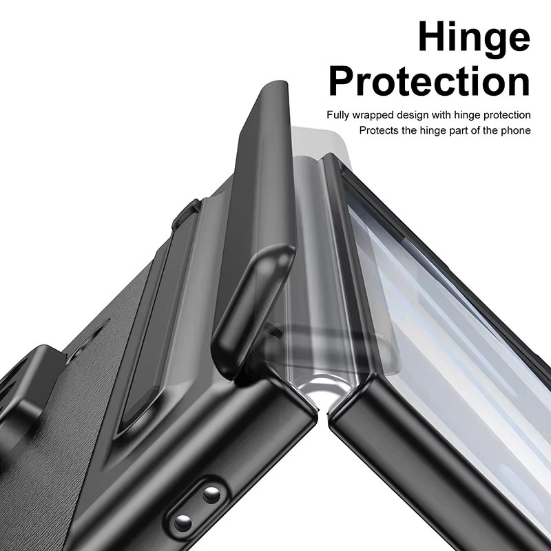 Samsung Lederhülle mit S Pen Scharnierschutz und integriertem Displayschutz für Galaxy Z Fold 8 Ultra Z Fold 7 6 5 4 3 in Schwarz und Gold - Bild 4