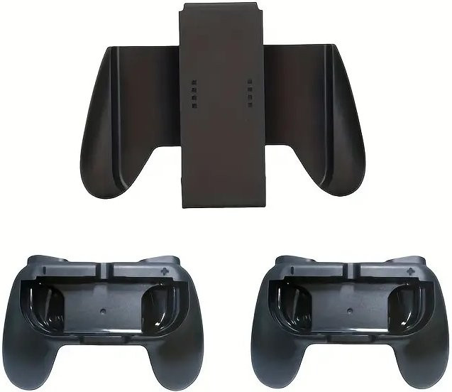 3er-Set ergonomische Controller-Griffe für Nintendo Switch Joy Con in Schwarz - Bild 1