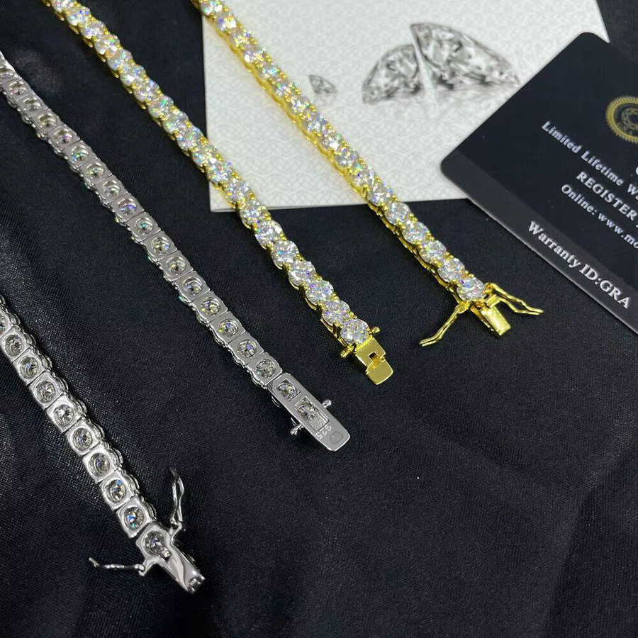 TY Tennis-Armband, 18 Karat vergoldet, 925 Silber, Moissanit, Damen - Bild 3