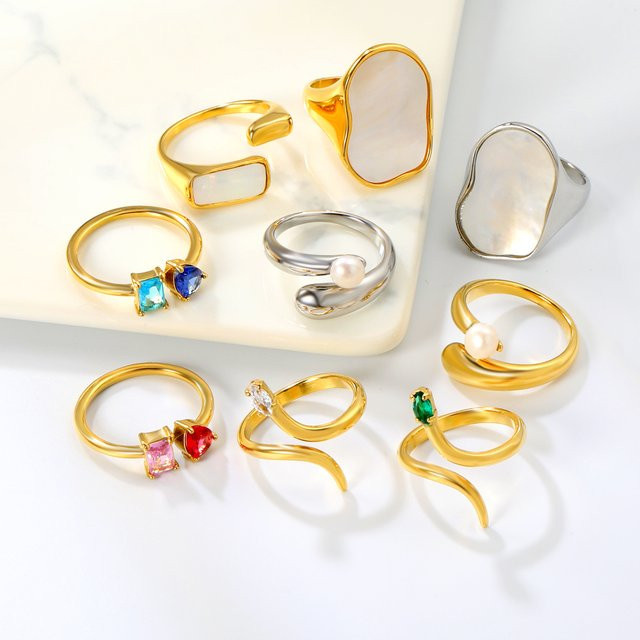 LUXUSTEEL Ring Edelstahl, Perle, Kinder, Vintage - Bild 1