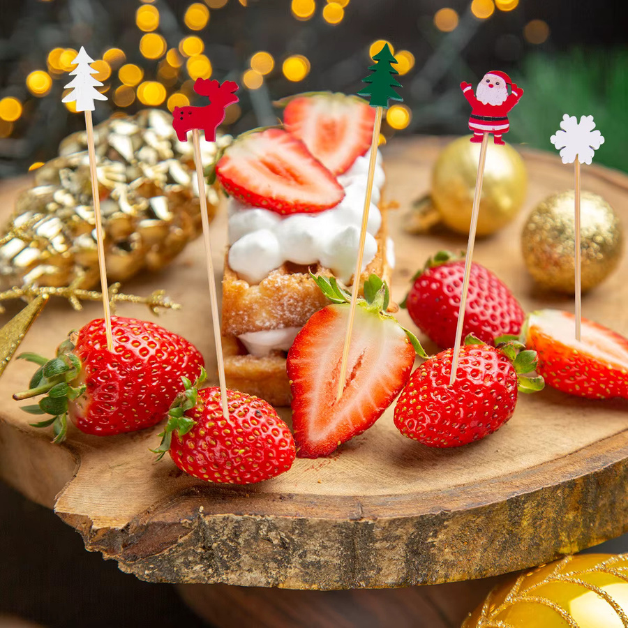 Joy-enlife Weihnachts Cupcake Topper und Cocktail Zahnstocher Set mit Santa Claus, Schneemann und Schneeflocken, Mehrfarbig - Bild 2