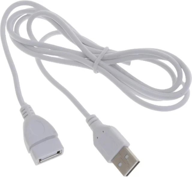 Ninth World USB-A Verlängerungskabel in Weiß, A-Stecker auf Buchse, Länge: 1,5 m - Bild 1