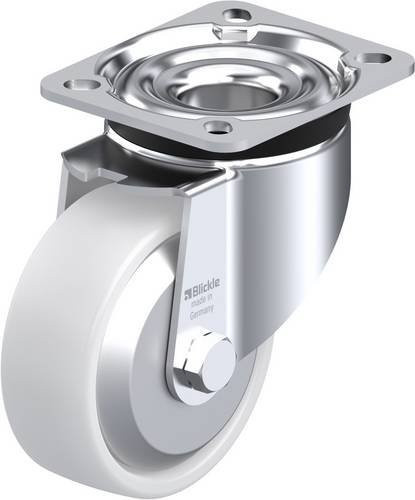 Blickle Lenkrolle LK-PO 100R-1-FA mit Schraubplatte, Farbe Weiß, Rad-Durchmesser: 10 cm, Tragfähigkeit: 280 kg - Bild 1