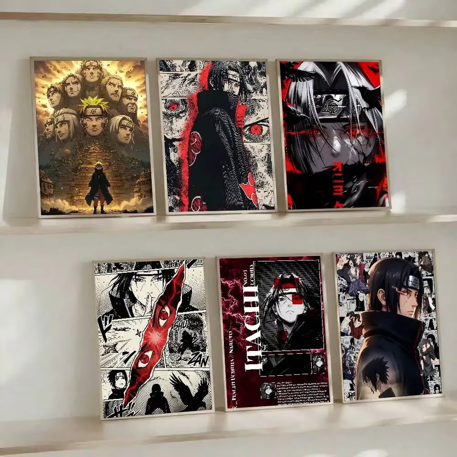 Bandai Klebeposter Naruto Charaktere Sasuke Itachi Uzumaki Madara Kakashi Pain Minato HD-Kunst Wasserfeste Wanddekoration Mehrfarbig - Bild 5