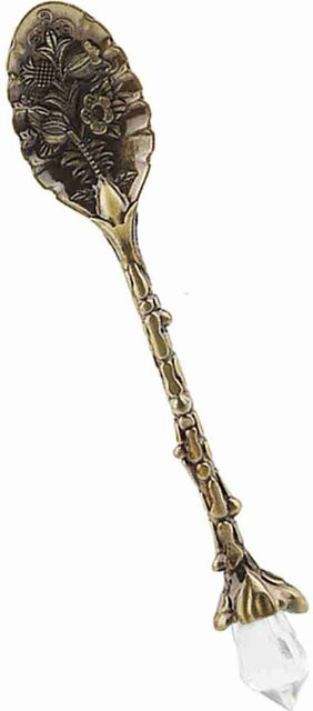 Vintage Dessertlöffel aus Zinklegierung mit Kristallkopf-Muster in Grün-Bronze und Gold - Bild 1