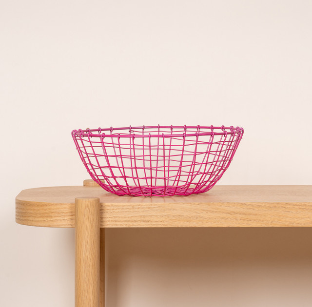 Metallkorb BLUME2000 Pink für Ostern, Tischdeko Schale aus Metall, B/T/H: 28,5 x 11,0 x 1,0 cm - Bild 1