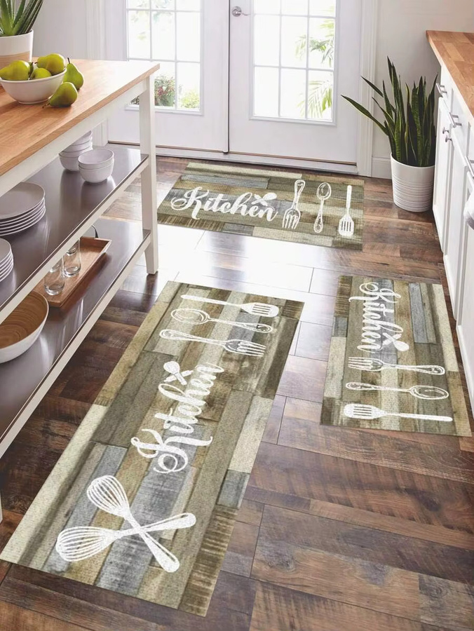VIKAMA Moderner Küchenteppich mit grafischem Design, Anti-Rutsch-Eingangmatte aus Polyester, Mehrfarbig, B: 60 cm, T: 40 cm - Bild 1