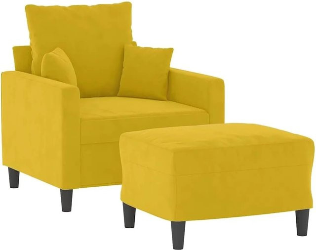 vidaXL Sessel mit Hocker in Gelb aus Samt mit Armlehnen und modernem Design - Bild 1