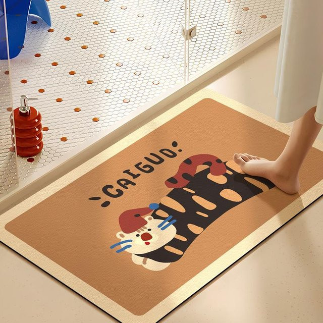 Yiran Furniture Cartoon Kieselgurmatte für das Badezimmer, rutschfest und schnelltrocknend, Mehrfarbig, B: 40 cm, T: 60 cm - Bild 1