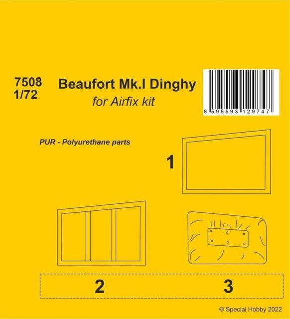 Airfix Beaufort Mk.I Dinghy, Modellbau, 1:72, Kunststoff - Bild 1