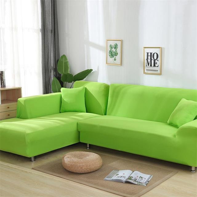 Housmife Ecksofa-Bezug in Grün, elastischer Chaiselongue-Schonbezug für L-förmige Sofas, Breite: 90-140 cm - Bild 1