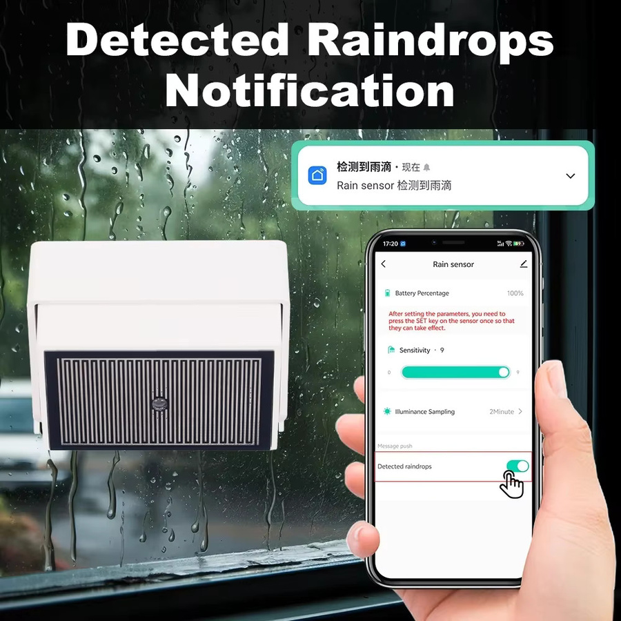 Tuya Zigbee Regentropfen-Erkennungssensor mit Lichtdetektor IPX4 wasserdicht für Outdoor, Farbe: Weiß, kompatibel mit Home Assistant und Zigbee2mqtt - Bild 5