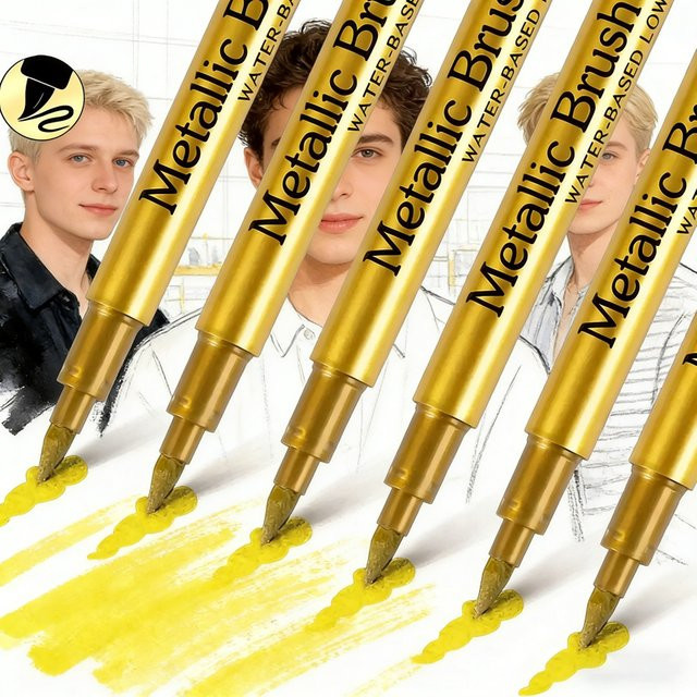 GN 6 Stück Metallic-Farbmarker-Stifte in Gold und Silber, permanente Kunstmarker für Manga, Basteln und Scrapbooking - Bild 1