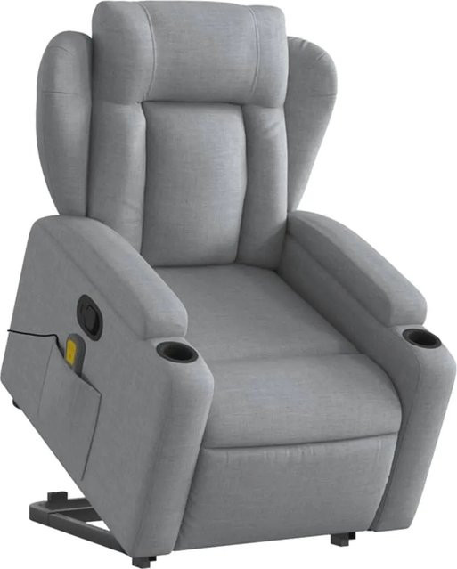 vidaXL Massagesessel mit Aufstehhilfe Modell 10 in Hellgrau aus Samt und Stoff - Bild 1