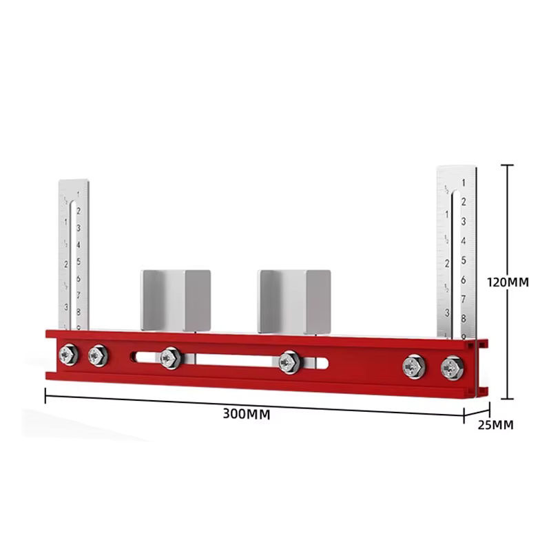 Stanzpositionierlineal aus Aluminiumlegierung in Rot für die Installation von Garderoben-Auslegern und Aufhängungsstangen zur Bohrortung - Bild 2