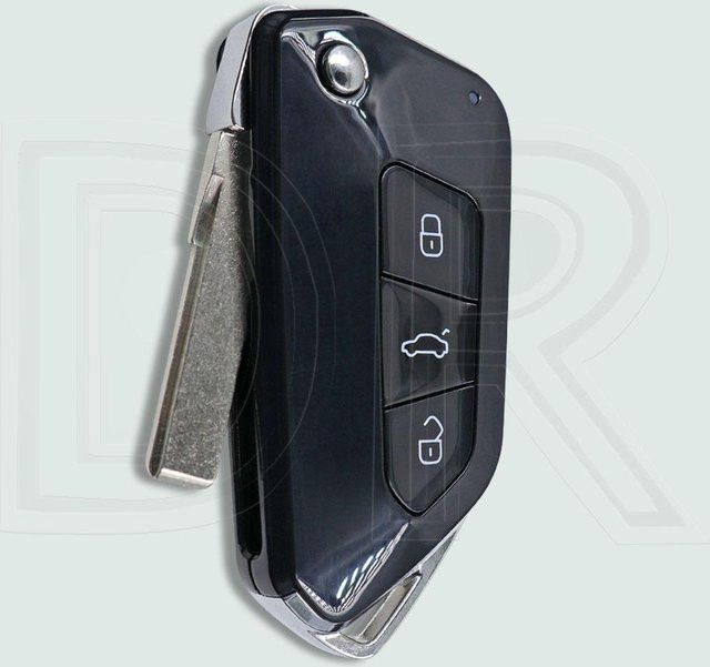 DR 202AD Modifizierte Klappschlüsselhülle für VW Volkswagen Passat Golf Mk6 Polo Caddy Tiguan Beetle und Skoda Octavia Seat in Schwarz - Bild 1