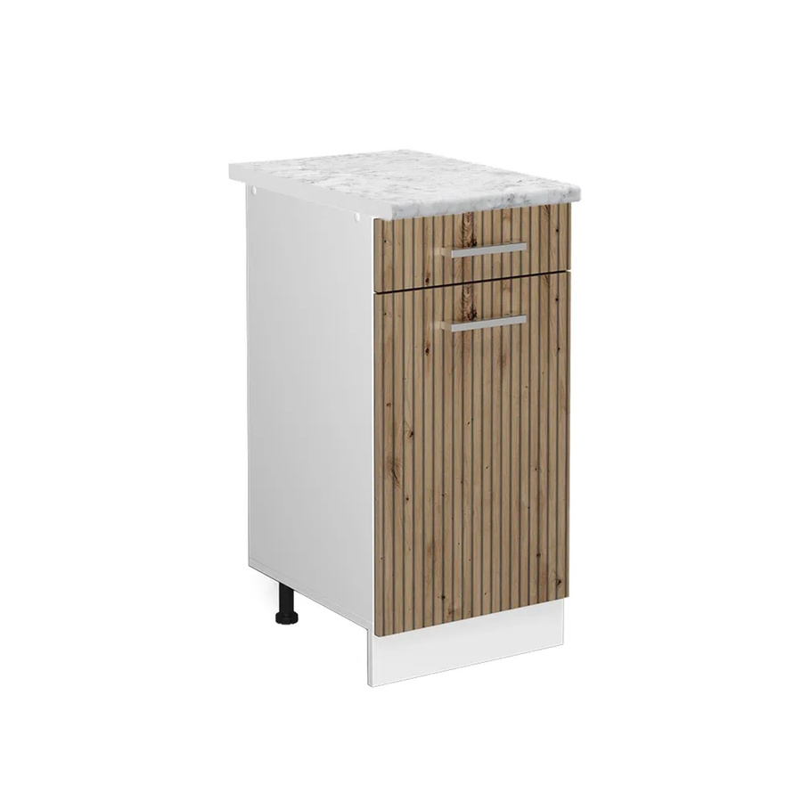 Vicco Küchenunterschrank R-Line Schubladenschrank in Artisan-Eiche und Weiß mit Marmor-Optik, Breite: 40 cm - Bild 2