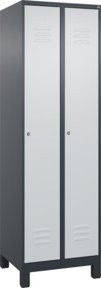 C+P Spind Classic PLUS Garderobenschrank mit 2 Abteilen, Zylinderschloss, 4 Garderobenhaken und Trennwand, Farbe: Grau, H x B x T: 195 x 60 x 50 cm - Bild 1