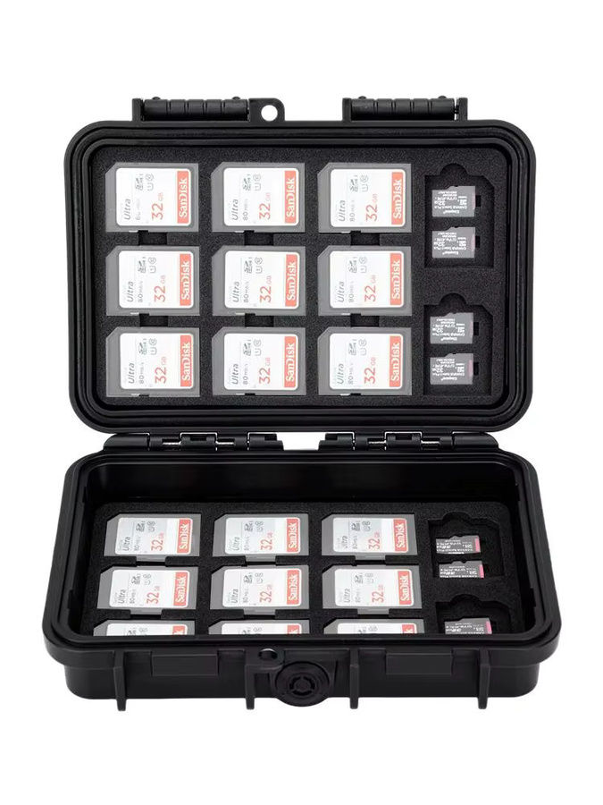 KIWIFOTOS Speicherkarten-Etui in Schwarz mit 132 Fächern für 88 MicroSD-Karten und 44 SD-Karten, tragbare IP67 wasserdichte Aufbewahrungsbox - Bild 7