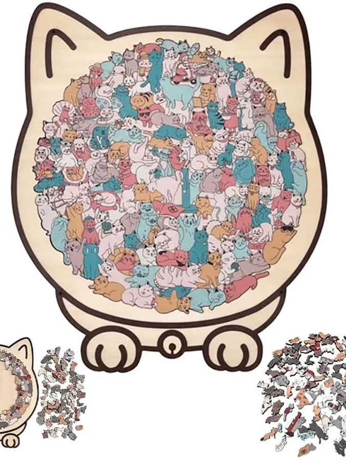 Katzenförmiges Holzpuzzle, 135 Teile - Bild 4