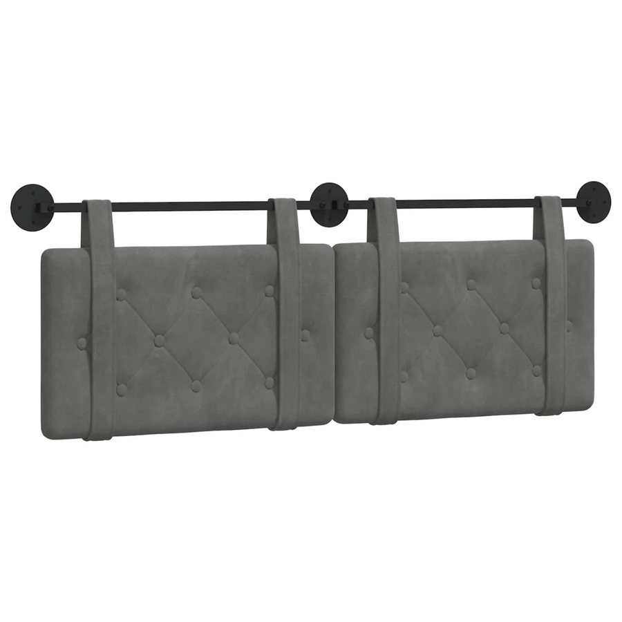 vidaXL Wandmontiertes Polsterpaneel aus Samt in Dunkelgrau, B/H/T: 130 x 55 x 5 cm - Bild 2