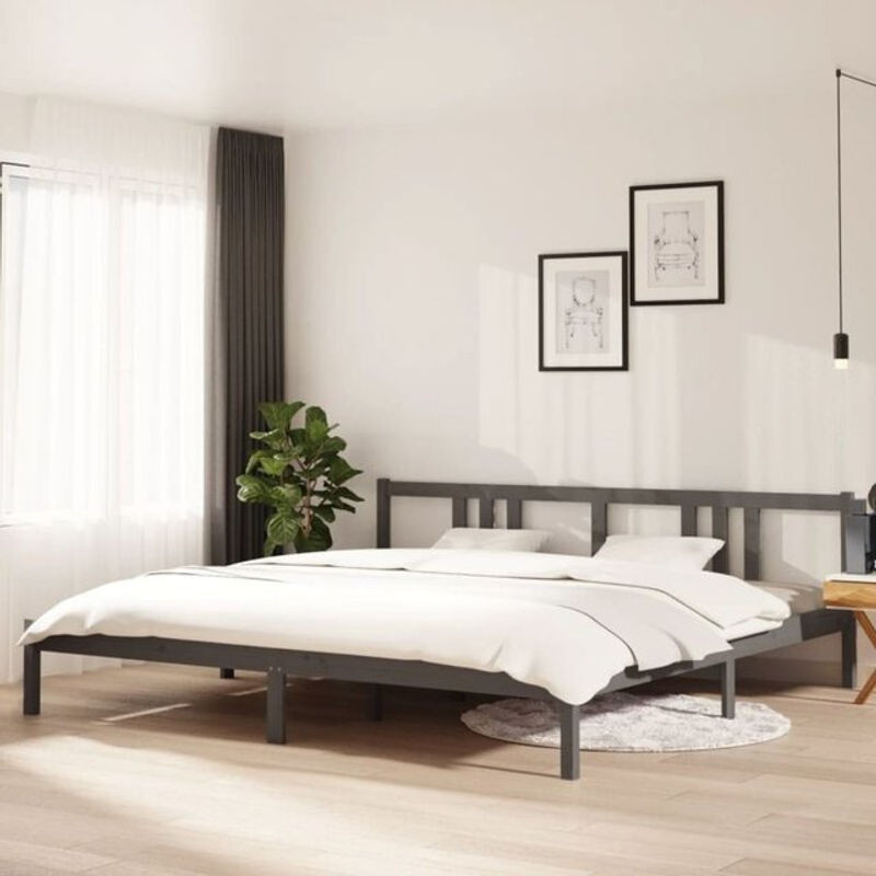 Massivholzbett Vidaxl aus Kiefer in Grau, Modernes Bett B/T: 200 x 200 cm - Bild 1